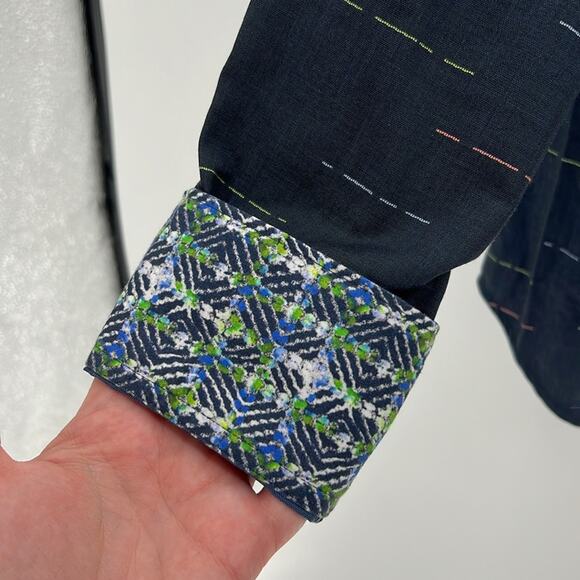 Robert Graham Flip Cuff Men's Button Down LS Shirt - Navy - XL - Picture 2 of 6